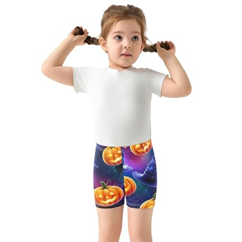 Girls' Biker Shorts Toddler Cotton Shorts for Under Dresses Halloween Pumpkins Summer Clothes 4t3