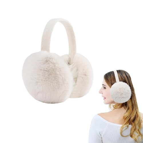 Esshogo Cache-oreilles d'hiver pour femme, cache-oreilles pour femme, pliable, amovible, lavable, cache-oreilles blanc, cache-oreilles pour enfants et filles,...