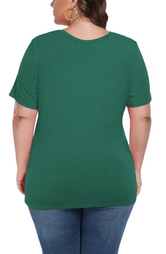 Image of ForHailey Women's Plus Size Short Sleeve Tee Shirt V Neck Basic Ladies Loose Fit T Shirt 1X-5X