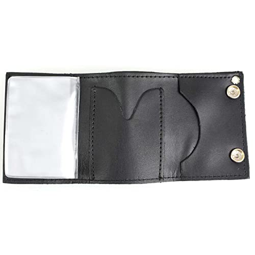 Milwaukee Leather MLW7837 Men's 4” Leather “Eagle w/Flag” Tri-Fold Wallet w/Anti-Theft Stainless Steel Chain - One Size2