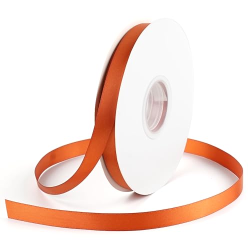 DINDOSAL Terracotta Satin Ribbon 1/2 Inch x 50 Yards Burnt Orange Craft Ribbon for Gift Wrapping Hair Bows Wedding Invitation Cards Flower Bouquets Christmas Tree Decor