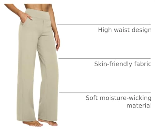 Image of G4Free EverGoing Yoga Pants Women Wide Leg Pants with Pockets High Waist Stretch Dress Casual Sweatpants Petite /Regular /Tall