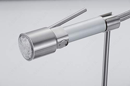 Brushedledkitchen Grifo De La Cocina Grifo Del Fregadero De Doble Cabezal El Mezclador Enfriado Por Agua Caliente Con La Cabeza De Ducha Extraíble Con Resorte Flexible Antiguo
