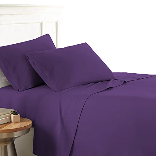 LDC Queen Bed Sheets Set - Queen Sheets Brushed Microfiber 1800 Thread Count Bedding - Wrinkle, Stain, Fade Resistant - Deep Pocket Queen Size Sheets Set - 6 PC (Queen, Plain Purple)