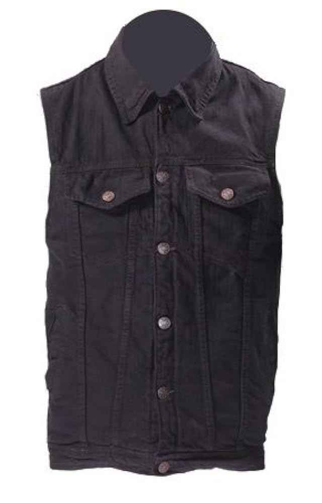 DENIM HEADS black denim VEST デニムヘッズ DSDZ Men's Punk Denim Vest Sleeveless Jean Jackets With