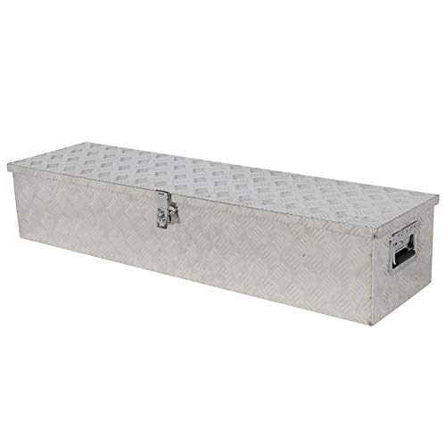 MOTORHOT Caja de herramientas de aluminio con placa de diamante de 124,5 cm (49 x 13 x 10) / (123,83 x 33 x 25) cm (largo x ancho x alto)