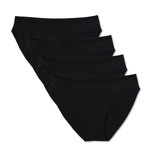 Pact Womens Organic Cotton Bikini Underwear 4 Pack Black