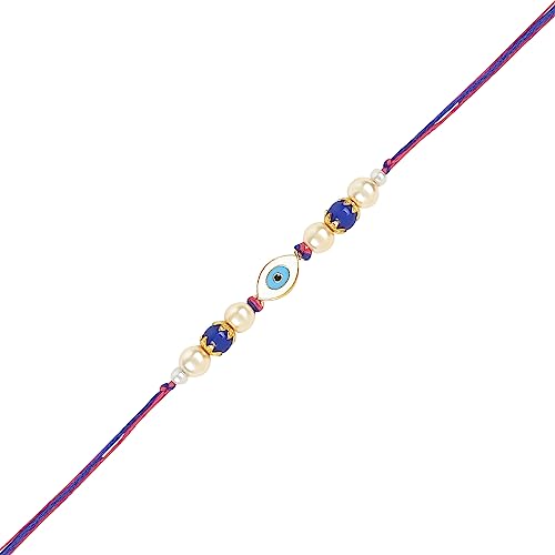 Image of I Jewels Enamel Evil Eye Combo Rakhi Set of 5 with Roli Chawal & Rakshabandha Card For Brother /Bhai /Bro /Men /Kids /Boys (RE-CO) (Pack of 5)
