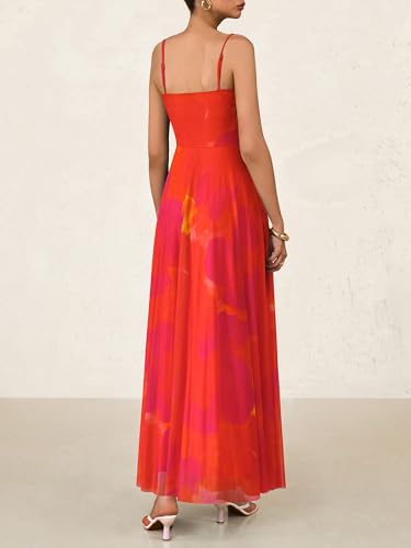 Image of BTFBM Women Summer Maxi Dresses Elegant Wedding Guest Dress | Cowl Neck,Spaghetti Strap,Mesh,Floral,A-Line,Flowy,Party,Cocktail,Homecoming,Graduation,Sundress,Prom,Beach Long Dresses