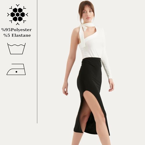 TUBANUR Midi Skirt for Women's | High Waist Zippered Side Slit Skirts | Casual Work Women Clothing3