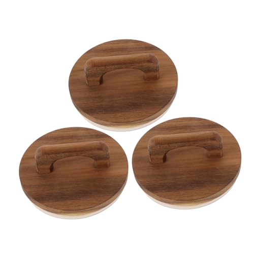 Cabilock 3 Tapas Circulares De Madera Con Asa Sello De Silicona Tapas De Madera Para Almacenamiento Para Vasos De Vidrio Para Frascos De Vidrio
