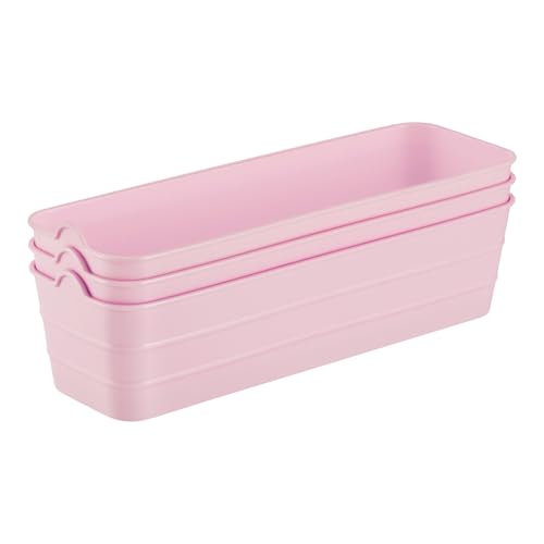 Image of KOLORR Flexi Tray Narrow Flexible Space-Saving Storage, Stackable Storage Organizer, Drawer Organizer Trays for Home, Washroom, Office, and Kitchen Organization Pack of 3 - Peach