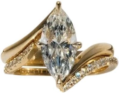 2 Ct Marquise Cut Diamond Bridal Wedding Band Engagement Ring Set for Women, 14K Yellow Gold Plated