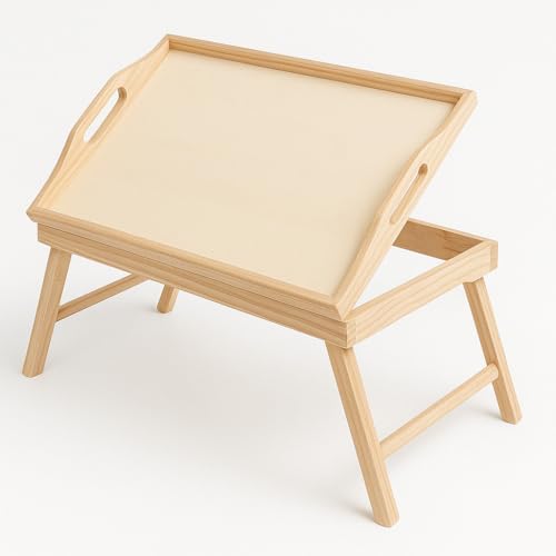 Bandeja cama atril. Con patas plegables. En madera natural, para pintar.