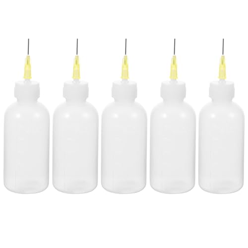 Abaodam Botellas de Compresión para Esmalte de Cerámica Boquilla Puntiaguda, 5 Unidades de 50 Cc para Pintura y Esculpido en Arcilla