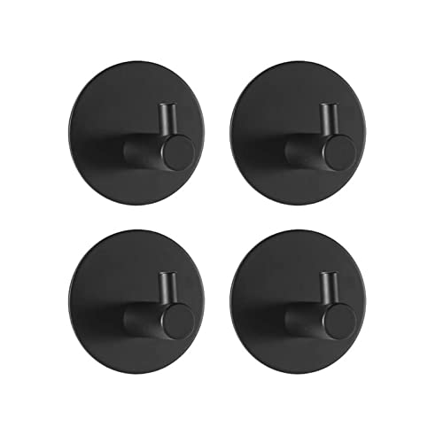 Feligio Lot de 4 crochets pour serviettes sans perçage - En acier inoxydable - Pour salle de bain, toilette, cuisine - Noir Cover