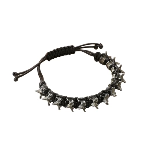 Simple Adjustable Woven Dragon Bone Punk Styles Alloy Unisex Fashion Wristband for All Occasions Dark Aesthetic Woven