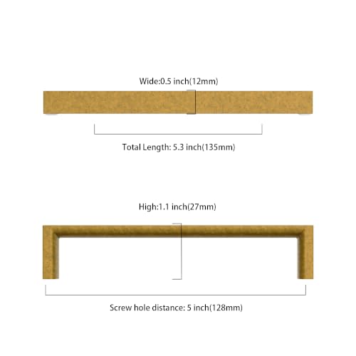 Image of 10 Pack 5 Inch(128mm) Kitchen Cabinet Handles Brushed Antique Brass Cabinet Pulls Kitchen Cabinet Hardware Drawer Pulls for Cupboard Wardrobe