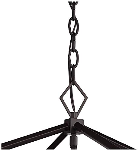 Franklin Iron Works Madison Bronze Foyer Pendant Chandelier Lighting 18" Wide Rustic Farmhouse Open Framework 4-Light Fixture Dining Room House Entryway Kitchen Bedroom Living Room High Ceilings #TOP3