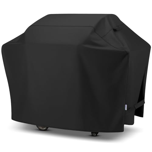 Image of SunPatio BBQ Grill Cover 70 Inch, Outdoor Heavy Duty Waterproof Barbecue Gas Grill Cover, Fade Resistant, All Weather Protection Compatible for Weber Charbroil Kenmore Brinkmann and More, Black