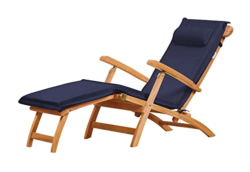 Kai Wiechmann Deckchair Auflage mit Nackenkissen im Set blau für Gartenliege Hochlehner