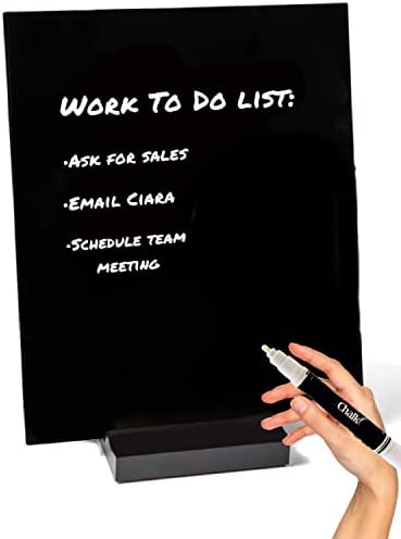 Desktop Dry Erase Board (Black Acrylic) with Stand for Home Office – 10” x 10” Portable Memo Board & to Do List – Reusable Study Pad