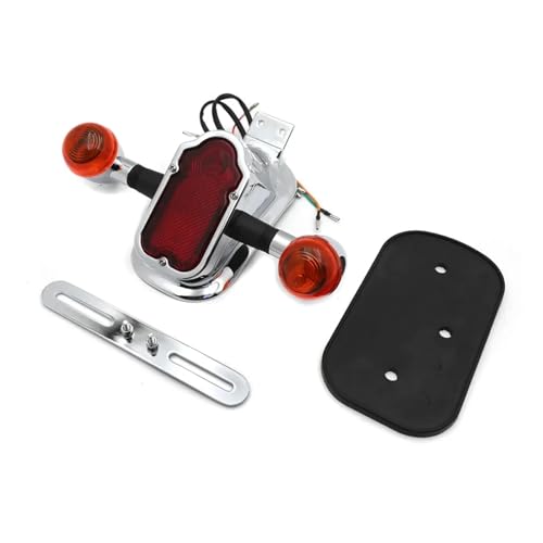Feu arrière moto en métal chromé avec signal pour Harley Davidson Big Twin