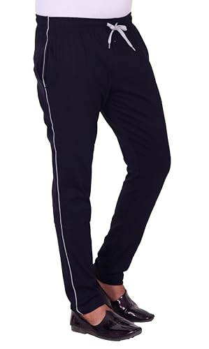 Image of VEGO Men's Regular Fit Pure Cotton Black Plus Size Lower /Track Pants