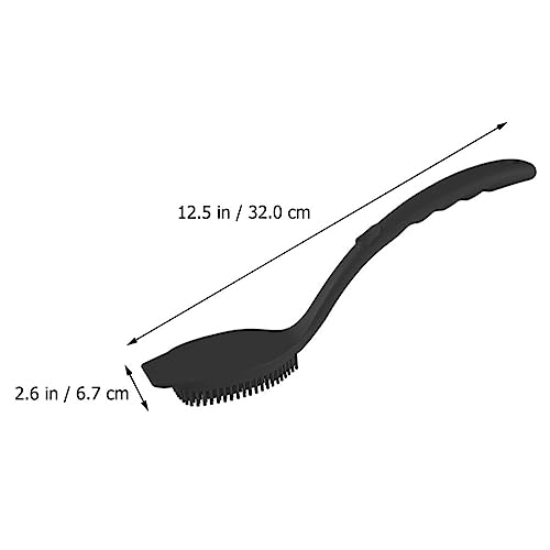 Image of OSALADI Dish Brush Silicone Pot Brush Scrub for Pans Pots Kitchen Sink Cleaning Long Handle Dish Cup Bottle Washing Scrubber Black