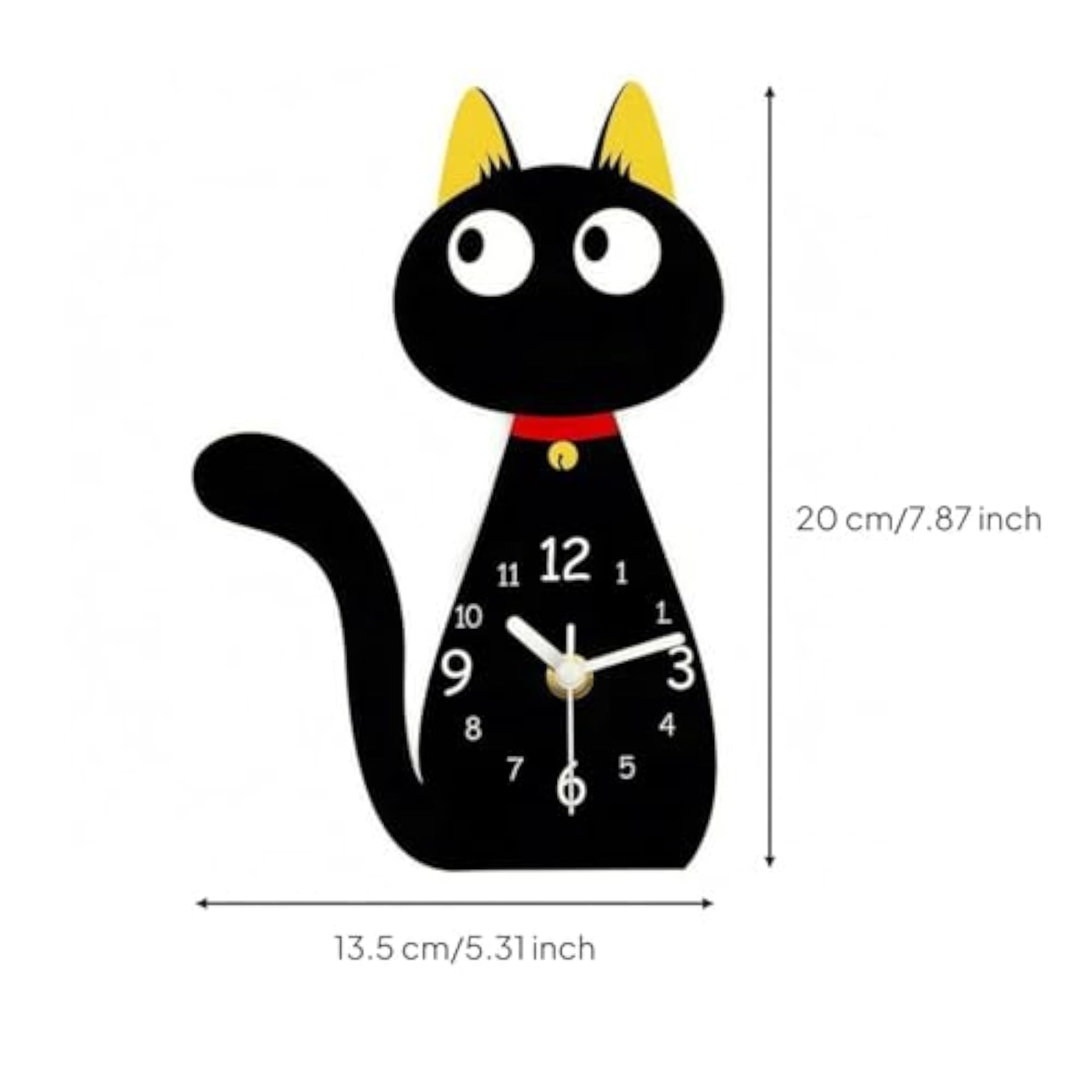 Printed Clock Face Acrylic Feline Timepiece Desk Display