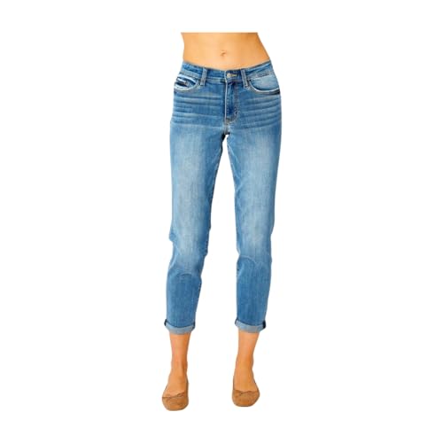 Judy Blue Cuffed Hem Slim Jeans4