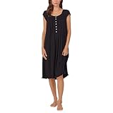 Eileen West Womens Sleepwear & Loungewear - Modal Jersey Knit Collection - Soft Lightweight Breathable Nightshirt House Dress, Knee-Length Nightgowns for Women, Black, M