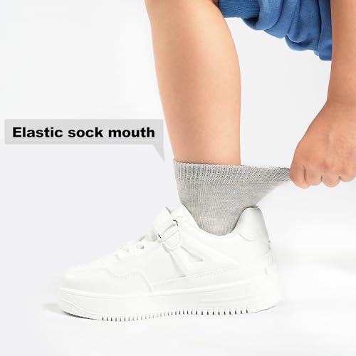 Image of 24 Pairs Boys Crew Socks, Unisex Kids School Socks Ages 1-14 | Classic black white grey multipack,easy to match daily outfits for boys and girls,thoughtful gift for back-to-school