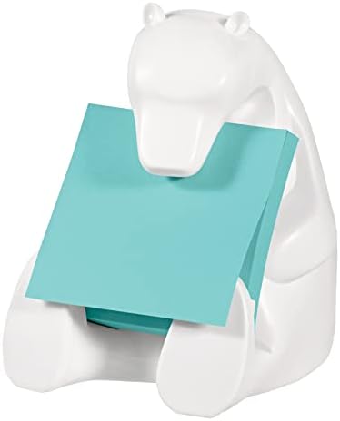 Post-it Dispenser Z-Notes Bear, Pack of 2 Pads, 45 Sheets per Pad, 76 mm x 76 mm, Turquoise Color - For Convenient One-Hand Dispensing on Your Desk