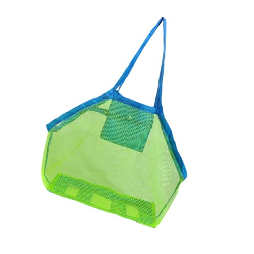 VALICLUD 2pcs Beach Mesh Tote Bag for Sand Toys and Shell Collection Outdoor Container Heavy Duty Handles for Boys and Girls Neon Green