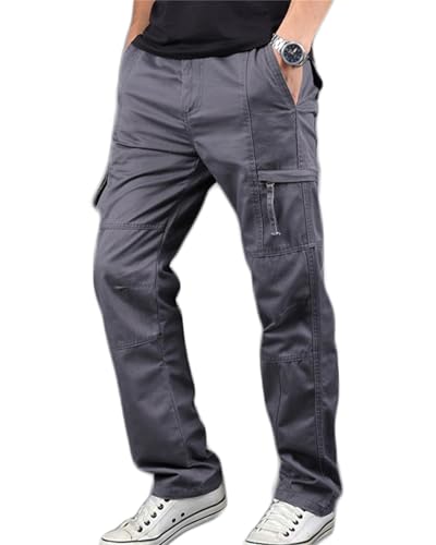 GPCHAN Cargo Pants for Men Multi Pockets Classic Casual Work Hiking Relaxed Fit Chino Pants
