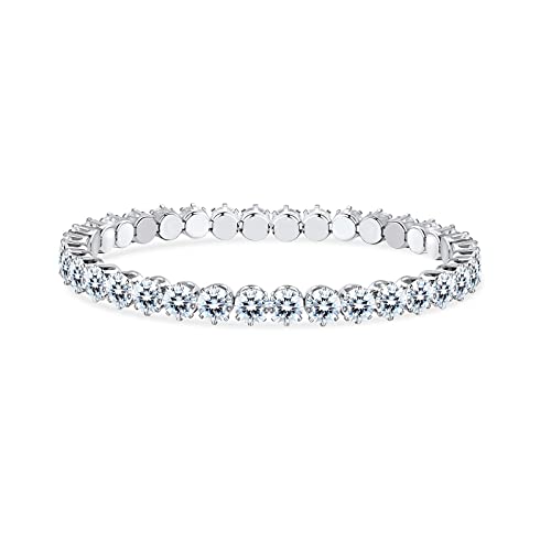 Ailife Round Cubic Zirconia Open Adjustable Cuff Bracelet For Women Men cover