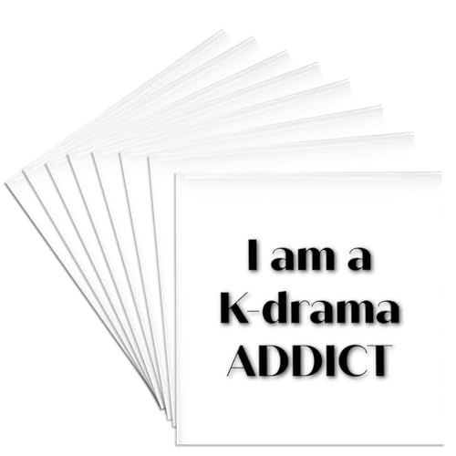 Set of 8 Ceramic Tile Coasters - Text Saying I Am A K Drama Addict Art - Korean Film
