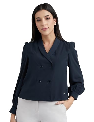Allen Solly Women's Polyester Solid Regular Fit Blouse