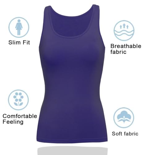 Image of Camisoles for Women with Built in Bra,Basic Yoga Top Layering Tank Top Padded Bra Undershirt(S-3XL)
