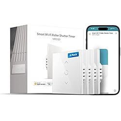 Persianas Automaticas Meross Interruptor de Persianas WiFi, Interruptor de Cortina LED Inteligentes, Compatible con Apple HomeKit Siri, Alexa y Google Assistant, Necesita Cable Neutro, Paquete de 4