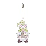 ZXXX Easter Gnome Hanging Ornaments Rustic Wooden Slices Spring Decorations Bunny Elf Pendant for...