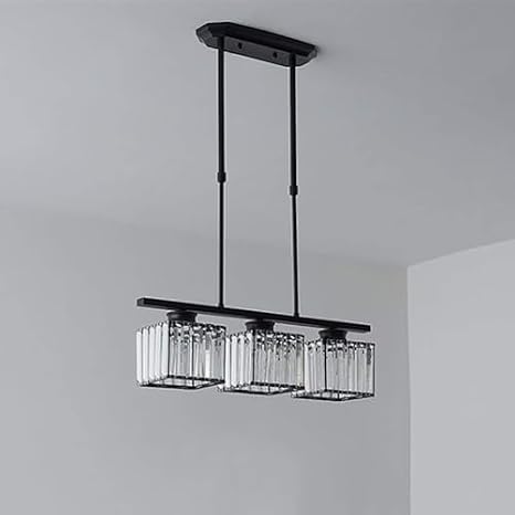 Crystal Chandelier - Modern Luxury Hanging Pendant Lamp for Living Room, Bedroom, Dining - LED Ceiling Light - Elegant Rectangle Design