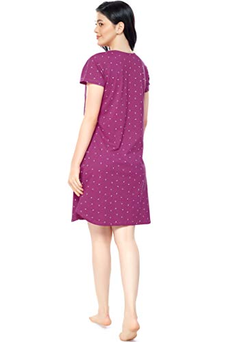 Image of ZEYO Women's Cotton Night Dress Flash Printed Knee Length Night Gown 5314