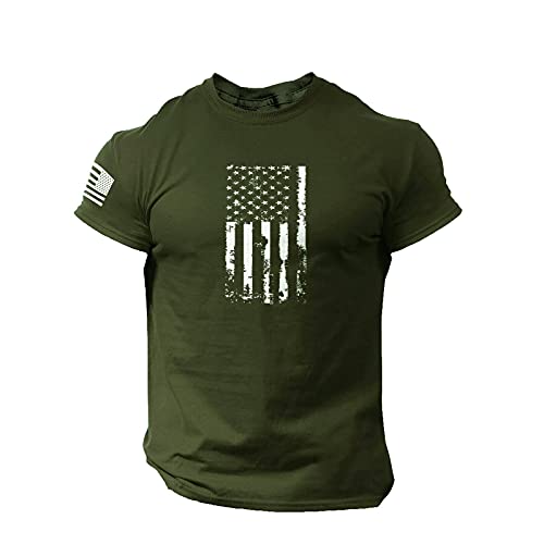 SDFRK T-Shirt col Rond à Manches Courtes pour Hommes T-Shirt imprimé pour Homme T-Shirt à Manches Courtes Effet Vieilli Drapeau américain T-Shirt de Marque Hommes été Cool Shirt de Sport Décontracté