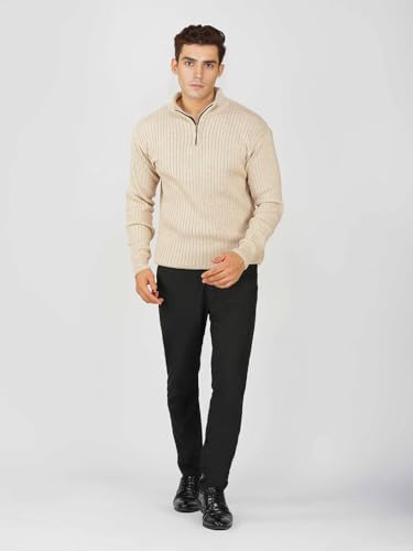 Image of LOQUE Men's Wool Blend Selection Sweater Half Zip High Neck Pullover Warm Casual Winter Wear for Office and Travel