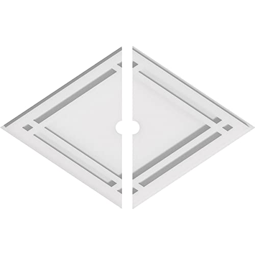 Image of Ekena Millwork CMP18X12DD2-01000 Diamond Architectural Grade PVC Contemporary, Two Piece Urethane Ceiling Medallions 18 inchW x 12 inchH x 1 inchID x 6 1 /4 inchC x 1 inchP