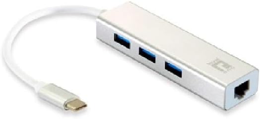 USB C to Gigabit Ethernet RJ45 Adapter with USB 3.0 Hub, 3 Ports, Durable Material, Compact and Lightweight Designed to Connect Devices to Wired Networks and Expand USB Ports