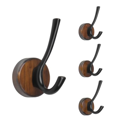kuaima Coat Hooks Wall Mount, Round Walnut Wood Wall Hanger