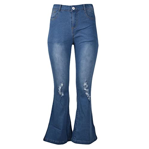tuduoms Women High Waisted Jeans Distressed Ripped Flare Jeans Slim Butt Lifting Skinny Stretch Jeans Boot Cut Denim Pants4
